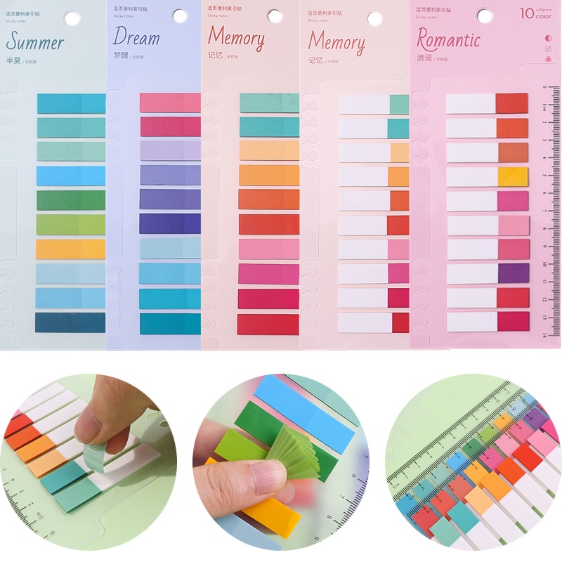 Set 200 Miếng Dán Đánh Dấu Trang Sách Màu Kẹo Đa Năng Tiện Dụng