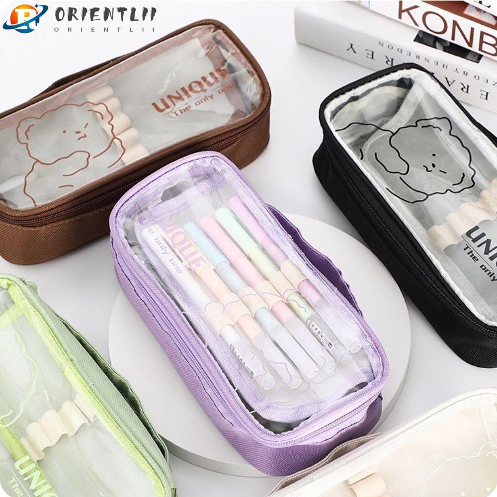 Túi Đựng Bút Trong Suốt Sức Chứa Lớn Có Khóa Kéo Cho Học Sinh