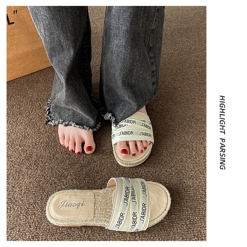 Duoya Dép Lười Đế Cói Hở Ngón Thời Trang Mùa Hè Cho Nữ