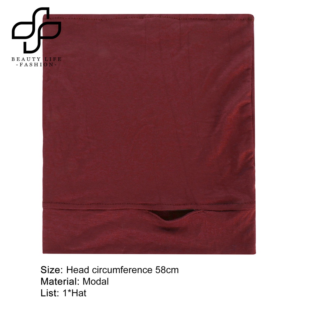 Mũ Trùm Đầu Bằng Vải Mềm Mỏng Màu Trơn Co Giãn Thoáng Khí Có Lỗ Xỏ Tai Cho Nữ