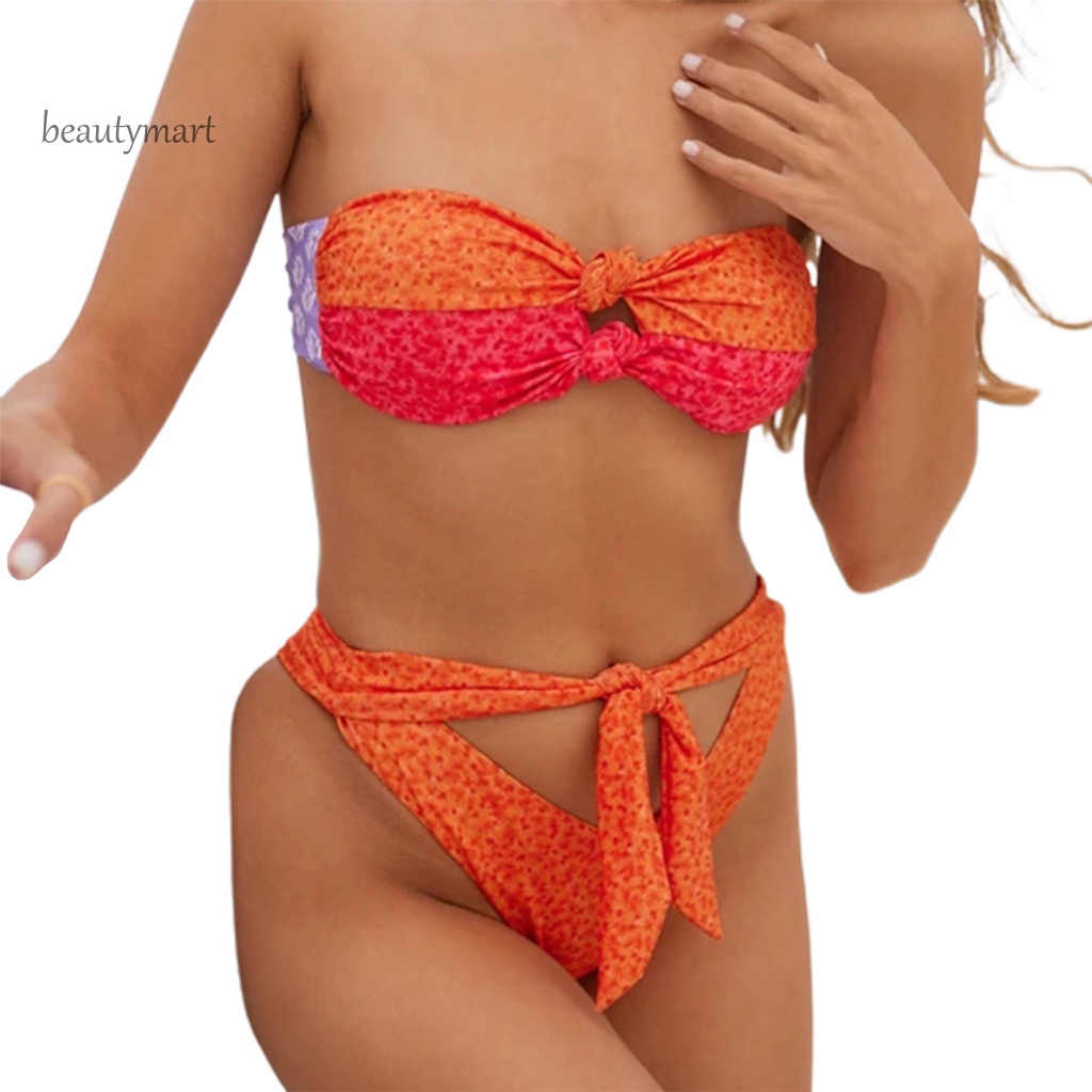 Bộ Bikini 2 Mảnh Buộc Dây Sau Lưng Họa Tiết Chấm Bi Cho Nữ