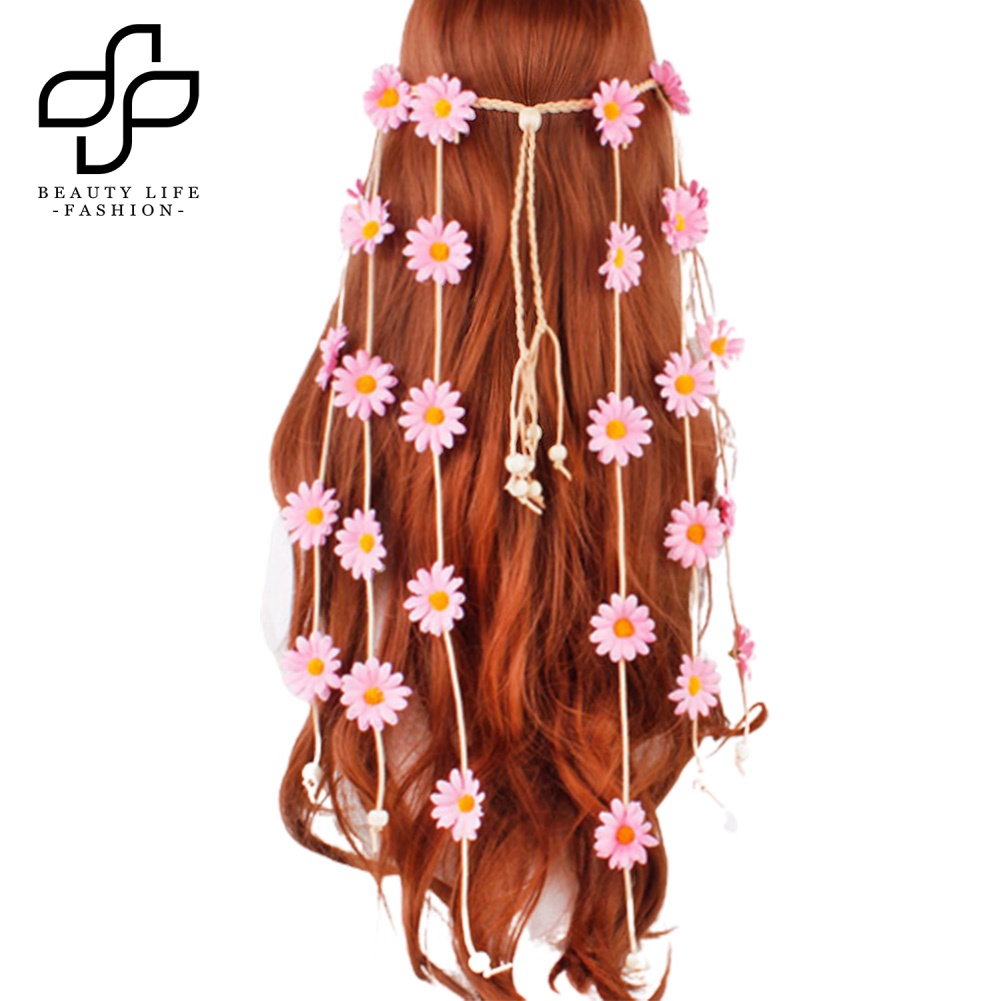 Vòng Hoa Hướng Dương Đính Đá Phối Tua Rua Phong Cách Boho Thời Trang