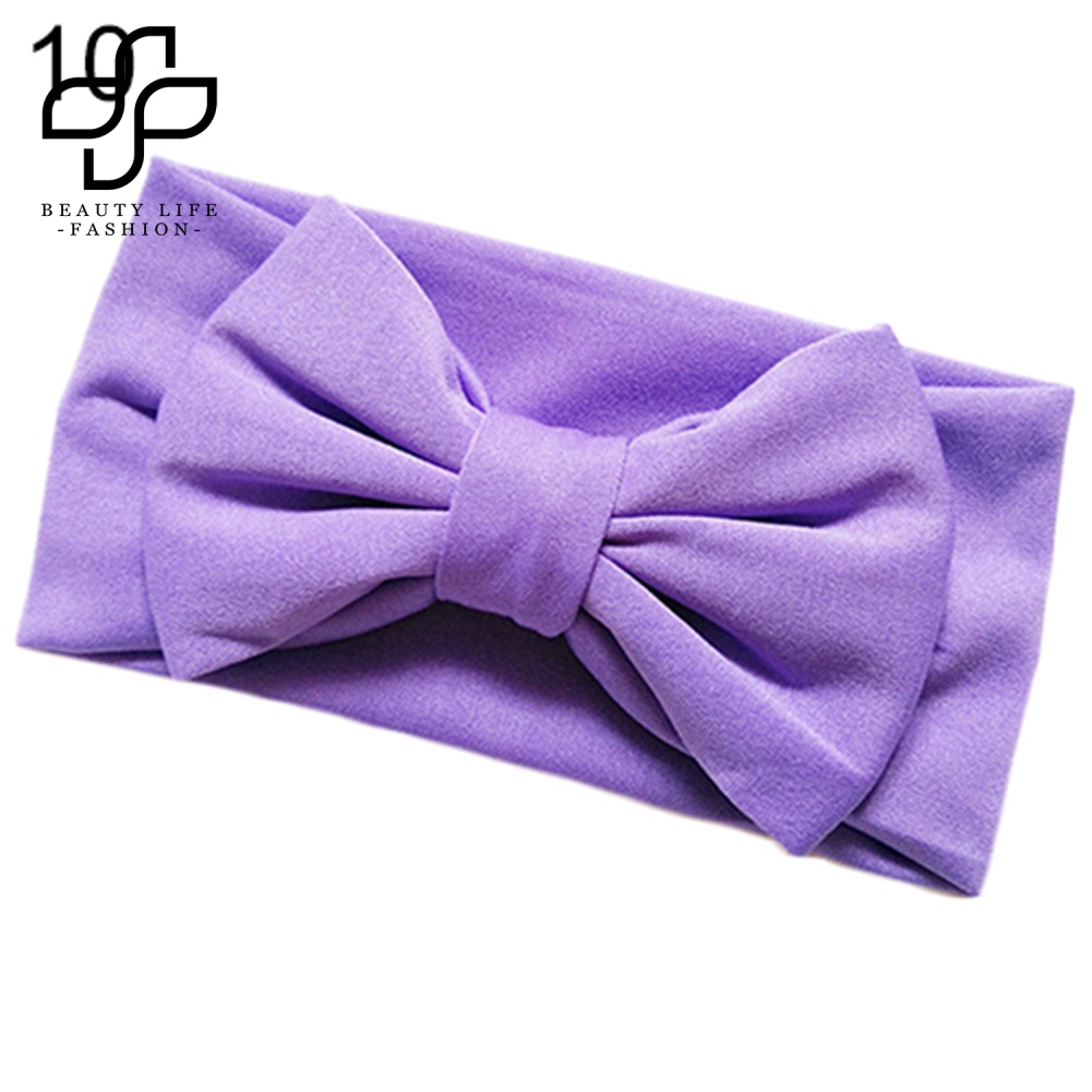 Băng Đô Nơ Co Giãn Màu Kẹo Trơn Dễ Thương Cho Bé Gái