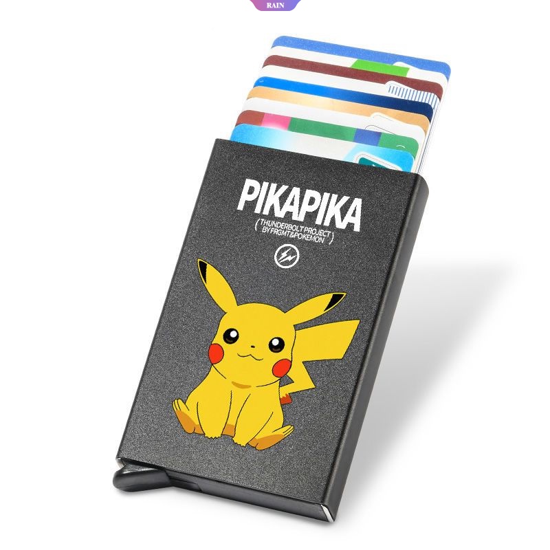 Ví Đựng Thẻ Ngân Hàng Tự Động Bật Lên Bằng Nhôm In Hoạt Hình Pikachu Doraemon Dễ Thương Tháo Gỡ Nhanh Cho Nữ [RAIN]