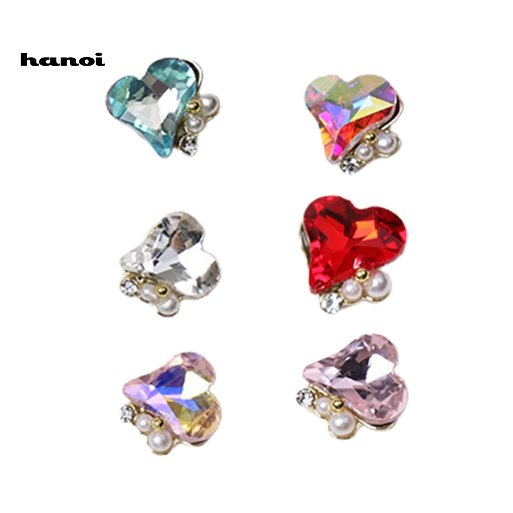 Set 10 Hạt Ngọc Trai Giả Trái Tim Ba Chiều Dán Móng Nghệ Thuật DIY