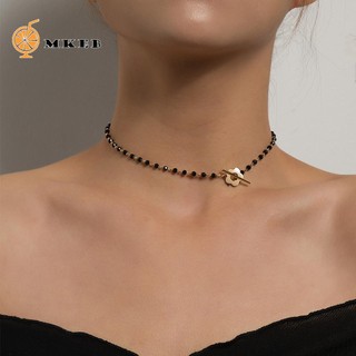 Vòng cổ MKEB kim loại mặt hoa đính đá thời trang cho nữ