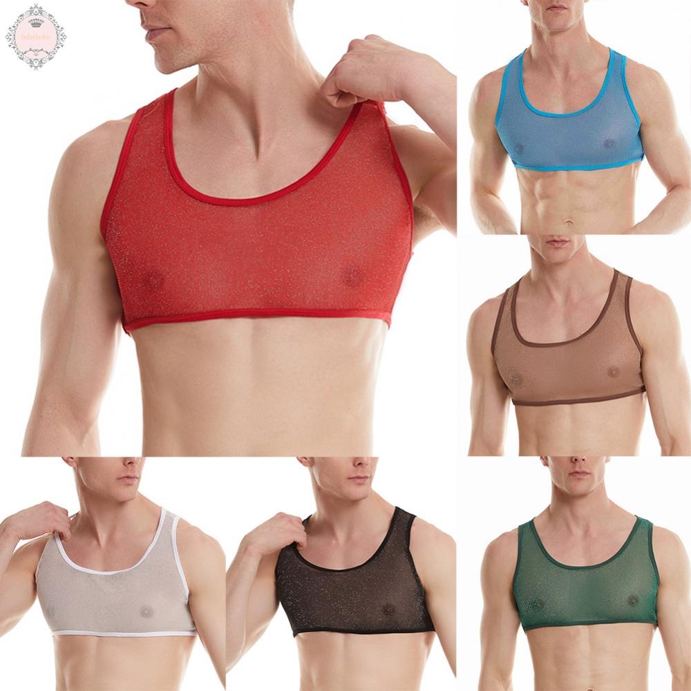 Áo Lưới Sát Nách Cổ Chữ U Xuyên Thấu Gợi Cảm Cho Nam