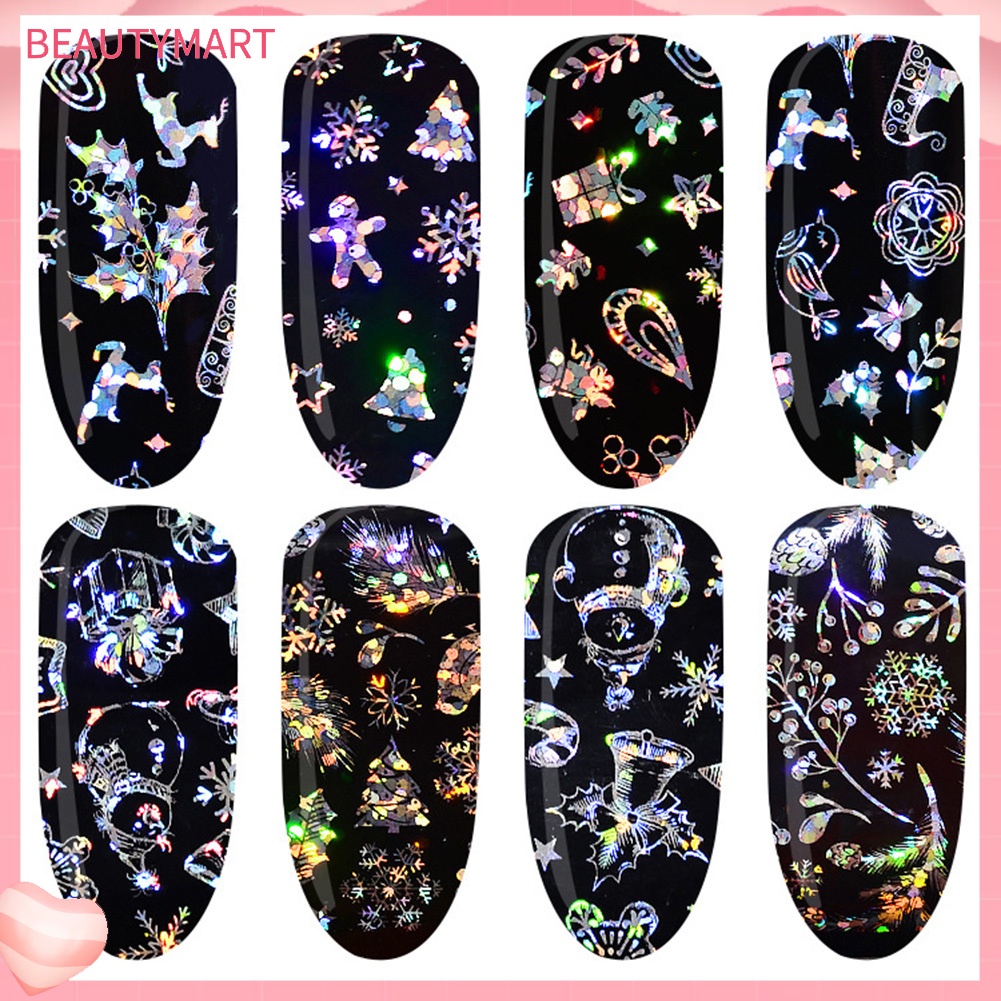 Sticker Dán Móng Nghệ Thuật Họa Tiết Bông Tuyết Giáng Sinh