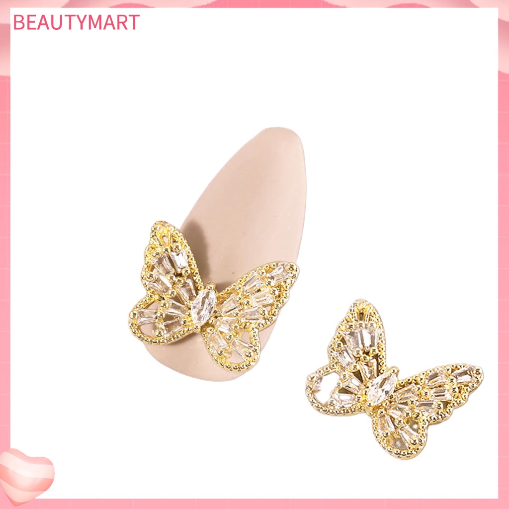 Set 2 Phụ Kiện Trang Trí Móng Tay Hình Bướm Mini Đính Đá DIY