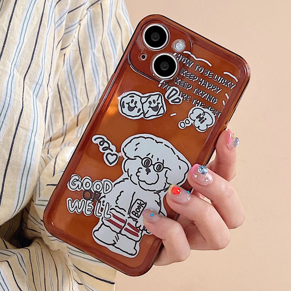 Ốp Điện Thoại TPU Mềm Chống Sốc Chống Bụi Bẩn In Hình Cún Đeo Kính Cho IPhone 11 14 13 12 Pro Max XS XR 7 8 Plus