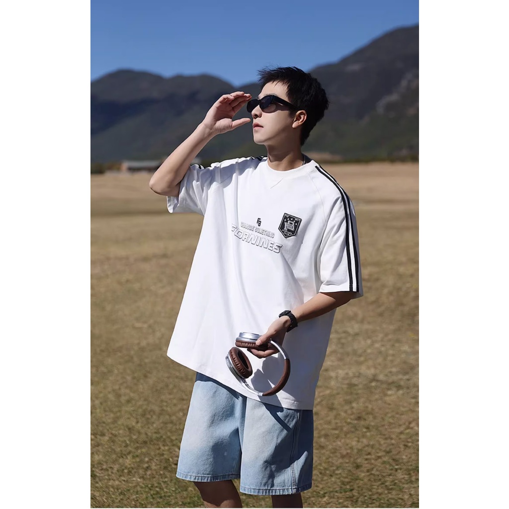 Áo Thun Cotton Tay Ngắn Dáng Rộng Phong Cách Đường Phố Mỹ Thời Trang Mùa Hè Cho Nam