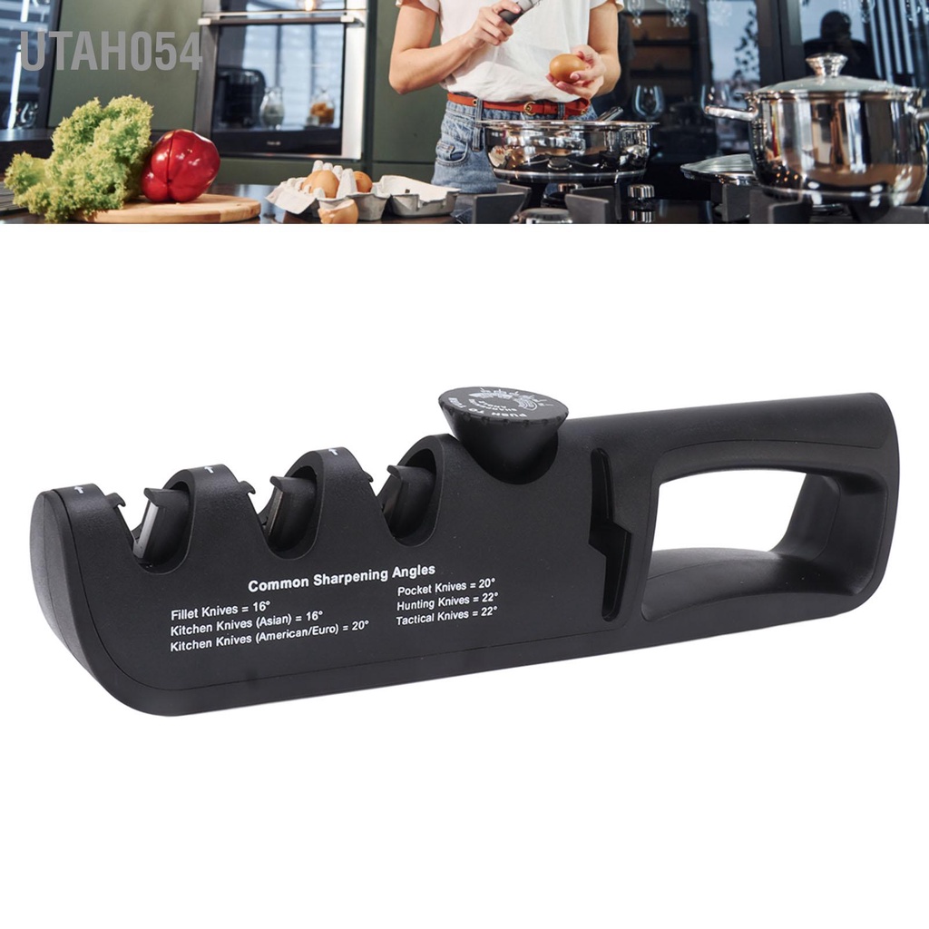 Utah054 Dụng Cụ Mài Dao Có Thể Điều Chỉnh 4 Trong 1 Màu Đen Sắc Nét Nhà Bếp Cho Hàng Gia Đình