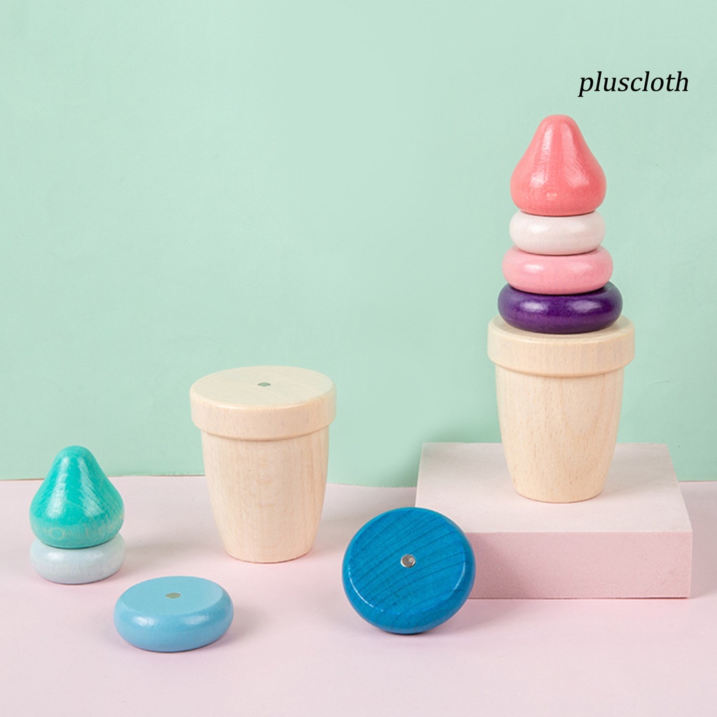 Đồ Chơi Khối Xếp Chồng Lên Nhau Hình Que Kem Bằng Gỗ Dễ Thương Cho Bé