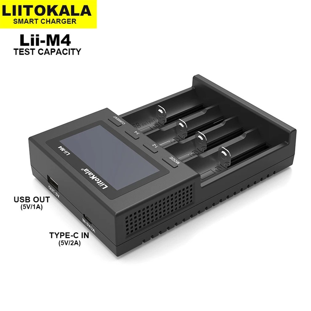 Liitokala Lii-M4 18650/26660 5V Typec Smart Universal Battery Charger Detectable Capacity With Screen T [Q/11]
