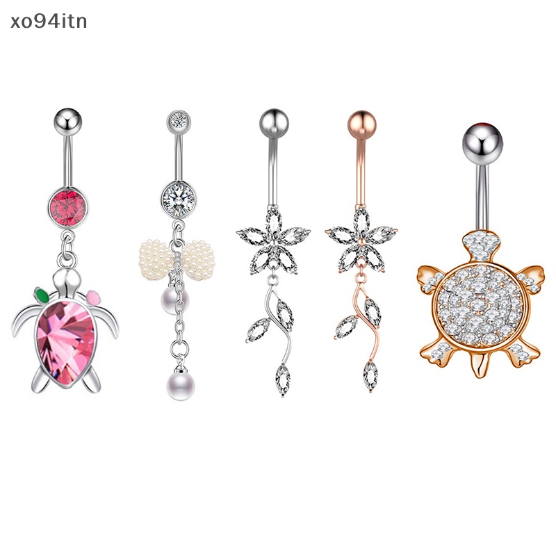 Khuyên Rốn Chất Liệu Thép Không Gỉ Đính Đá Nhân Tạo Hình Bướm Thời Trang