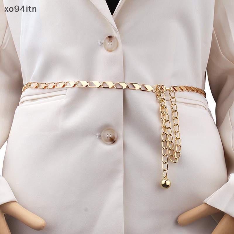 Thắt Lưng Dây Xích Kim Loại Màu Vàng Kim Sáng Tạo Thời Trang Cho Nữ