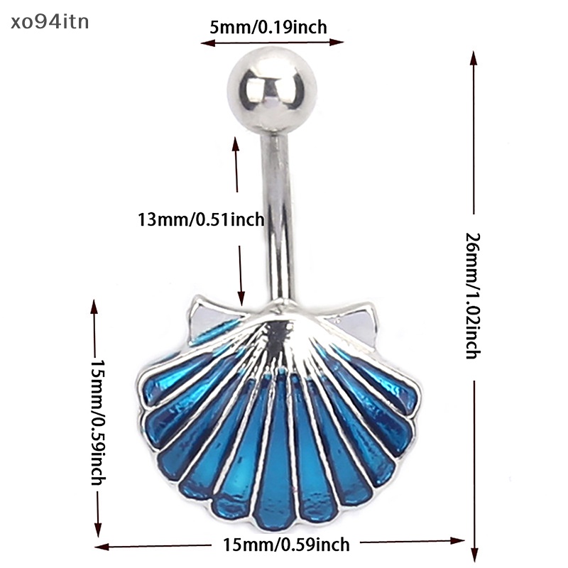 Khuyên Rốn Bằng Thép Titan Đính Vỏ Sò Xanh Dương Sáng Tạo Cho Nữ