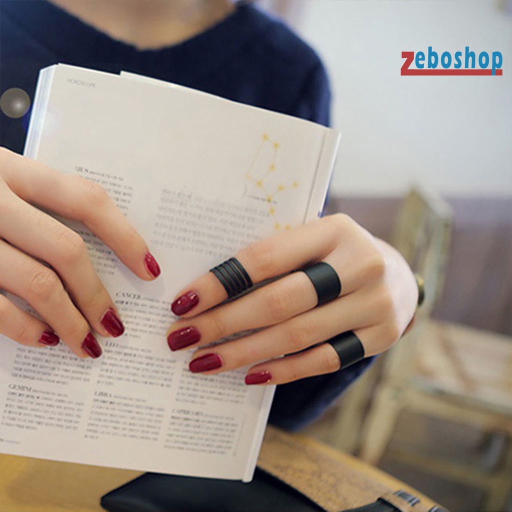 Zeboshop 3 Nhẫn Midi Đeo Khớp Ngón Tay Màu Đen Trơn Thời Trang Mặc Hàng Ngày