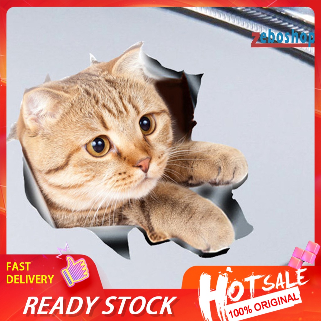 Sticker Dán Xe Hơi Tạo Hiệu Ứng 3D Chống Nước Không Phai Hình Mèo Dễ Thương