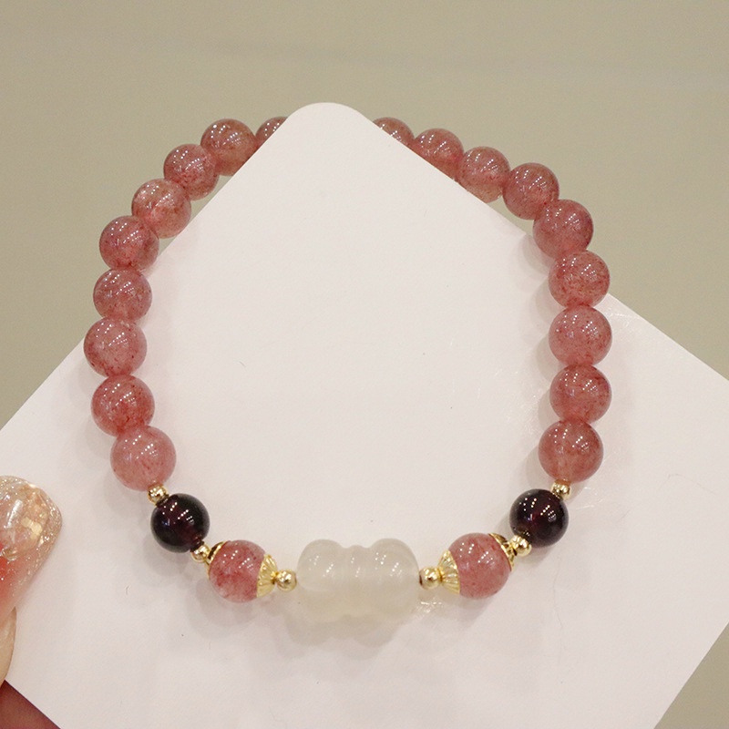 {Hàng Mới Về!} Hàng Mới Về!} Đầm Không Tay Thời Trang Mùa HèVòng Tay Pha Lê Hình Trái Dâu Xinh Xắn Cho Nữ