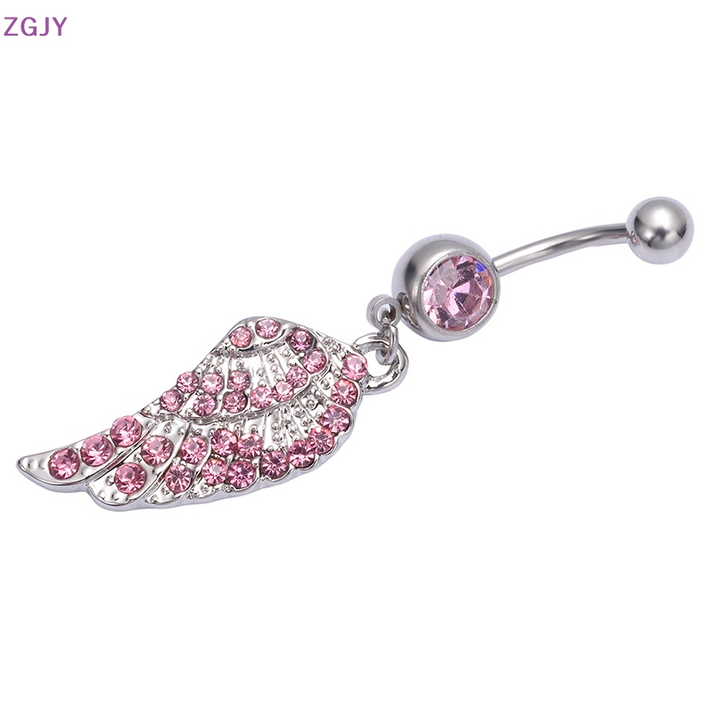 Khuyên Rốn Thép Không Rỉ Đính Đá Zircon Hình Đôi Cánh Mới