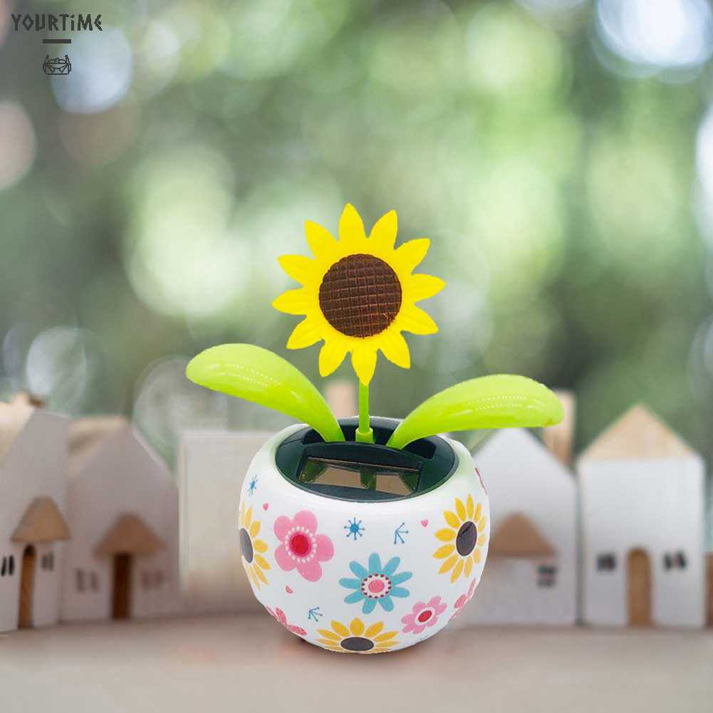 Chậu Hoa Hướng Dương Nắp Lật Trang Trí Xe Hơi Sử Dụng Năng Lượng Mặt Trời