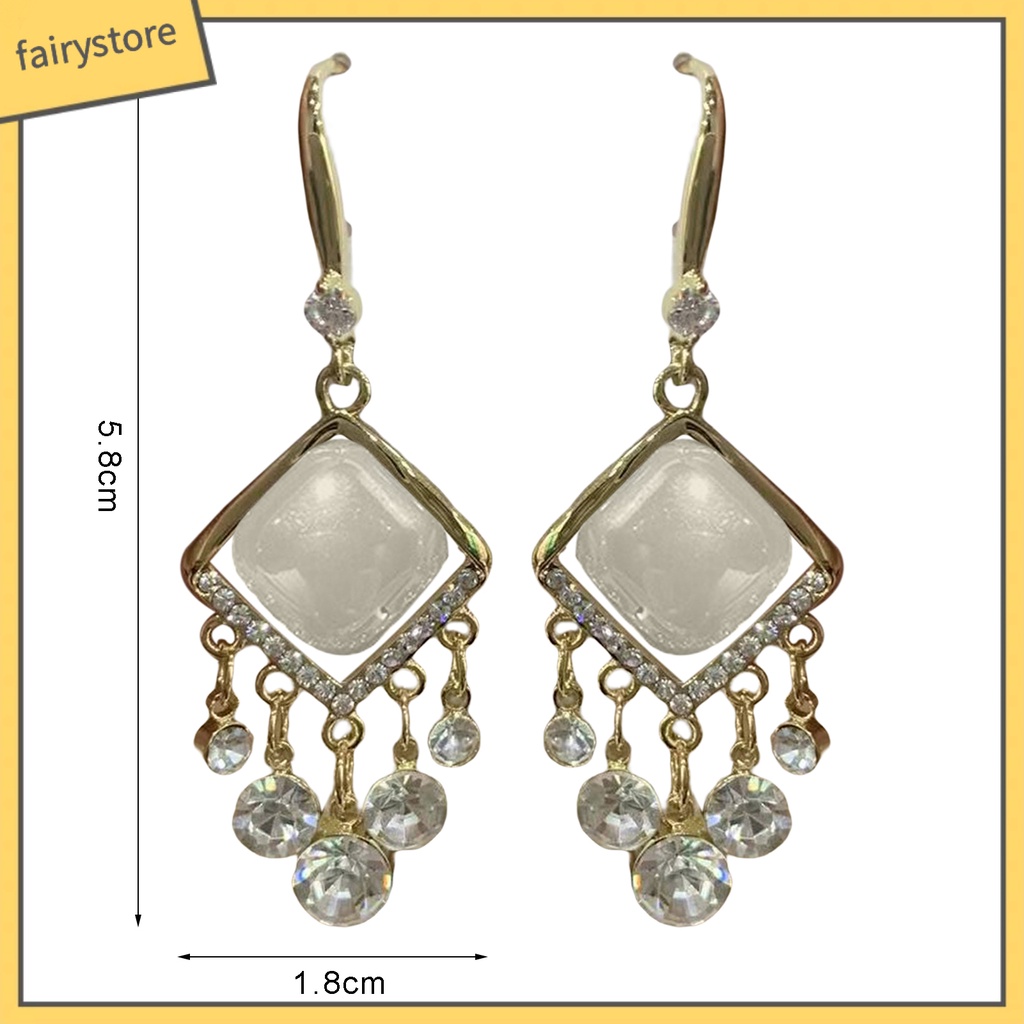 1 Đôi Bông Tai Dáng Dài Đính Đá Lấp Lánh Phong Cách Bohemia