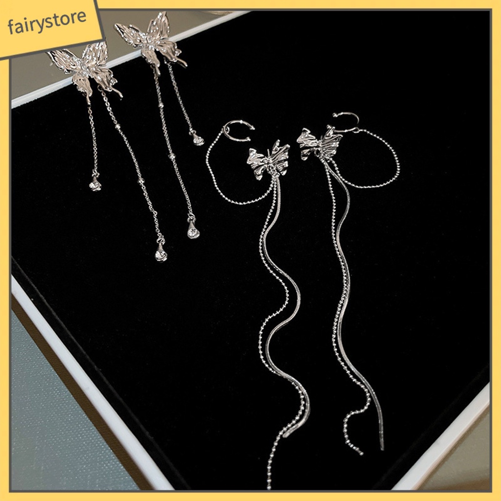 1 Đôi Bông Tai Dáng Dài Hình Bướm Đính Đá Thời Trang Dành Cho Nữ