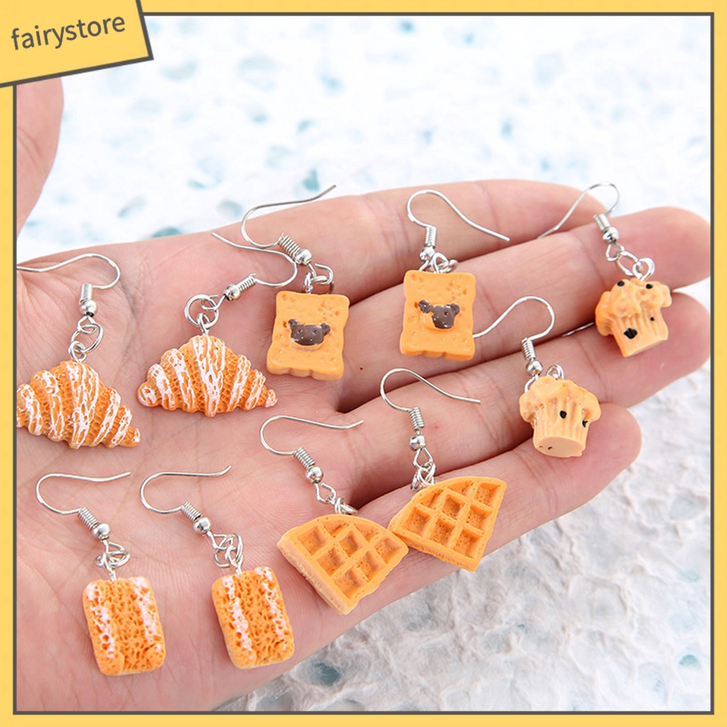 1 Đôi Bông Tai Hình Bánh Mì Dáng Dài Vui Nhộn