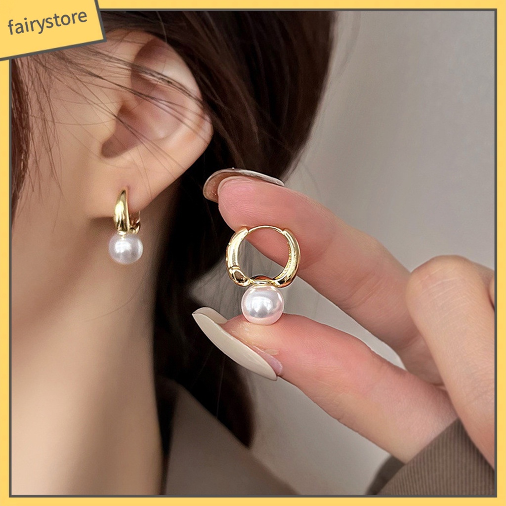 1 Đôi Bông Tai Hình Giọt Nước Đính Ngọc Trai Giả Phong Cách Retro