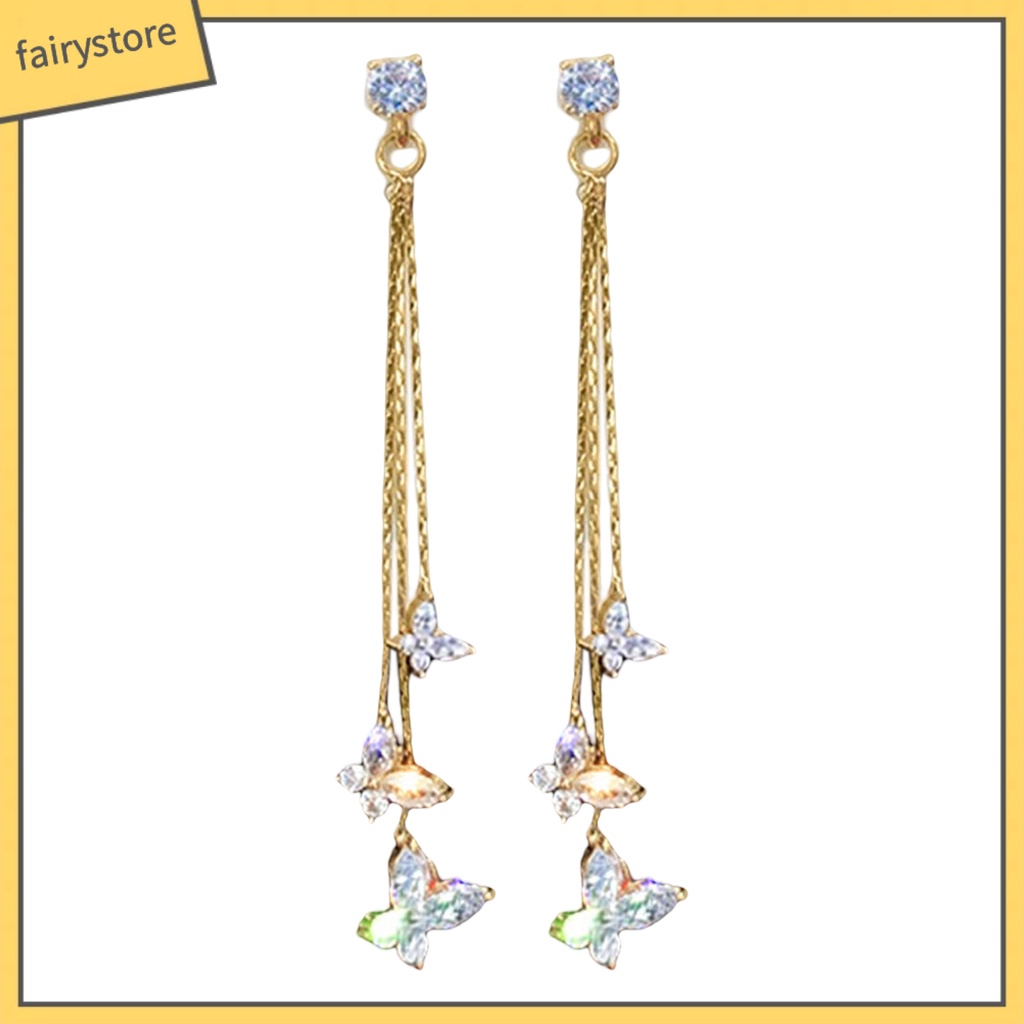 1 Đôi Bông Tai Hình Bướm Đính Đá Zircon Lấp Lánh Phong Cách Bohemia Dành Cho Nữ