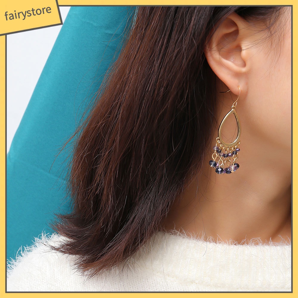 Bông Tai Hình Giọt Nước Đính Pha Lê Giả Thời Trang Dành Cho Nữ