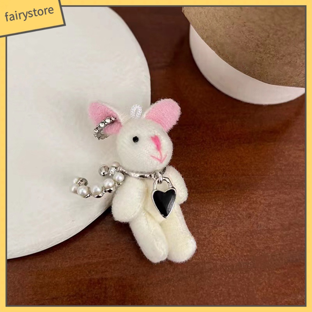 1 Chiếc Khuyên Tai Thỏ Trắng Handmade Bằng Lông Nhung Dễ Thương Bắt Mắt Thời Trang Cho Nữ