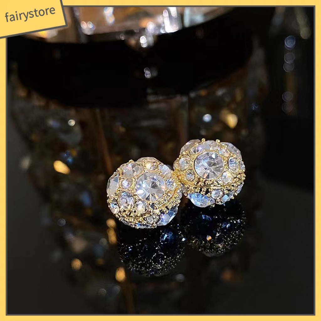 1 Đôi Bông Tai Đính Đá Giả Hình Khối Không Cần Xỏ Lỗ