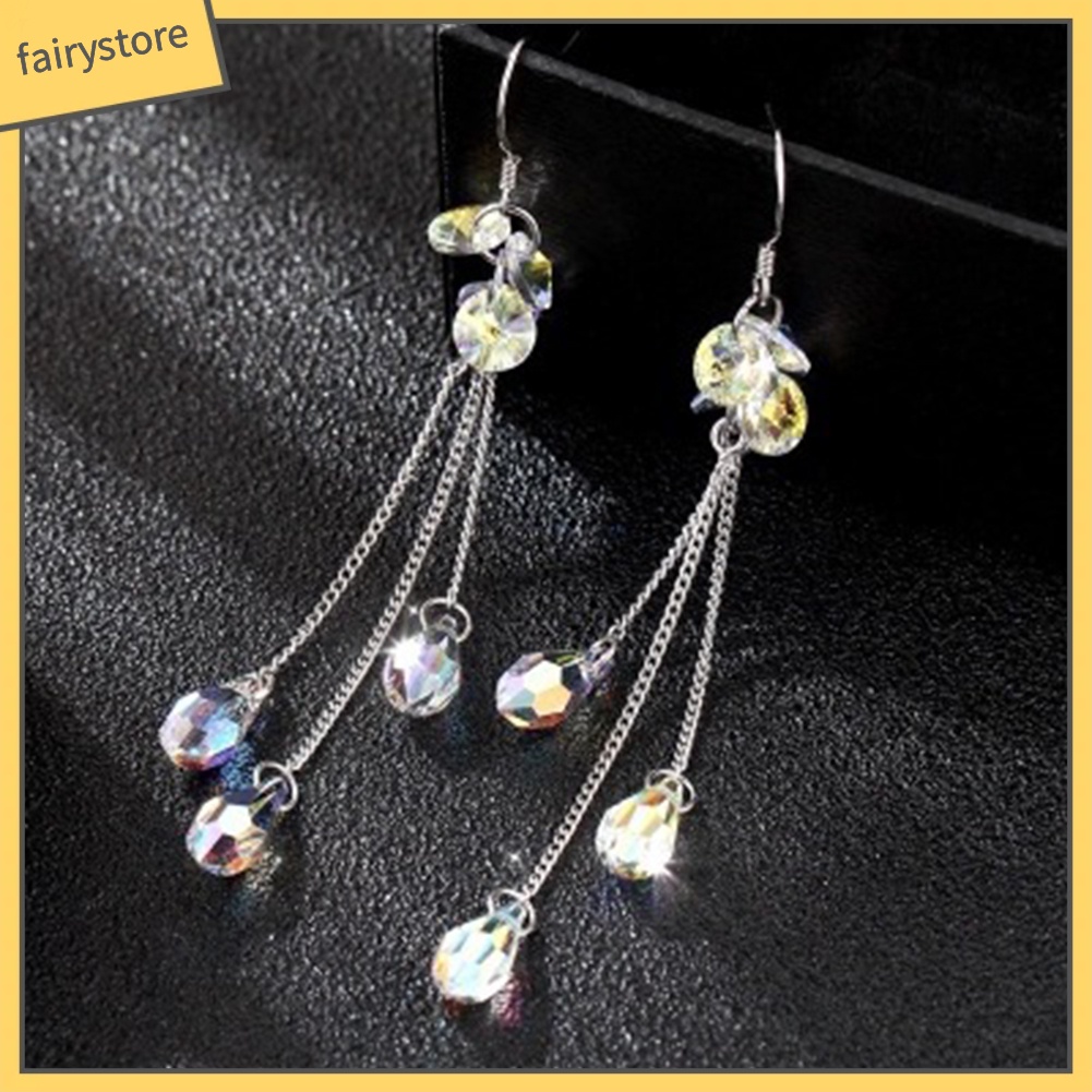 Bông Tai Dáng Dài Đính Đá Nhiều Màu Sắc Thời Trang Cho Nữ