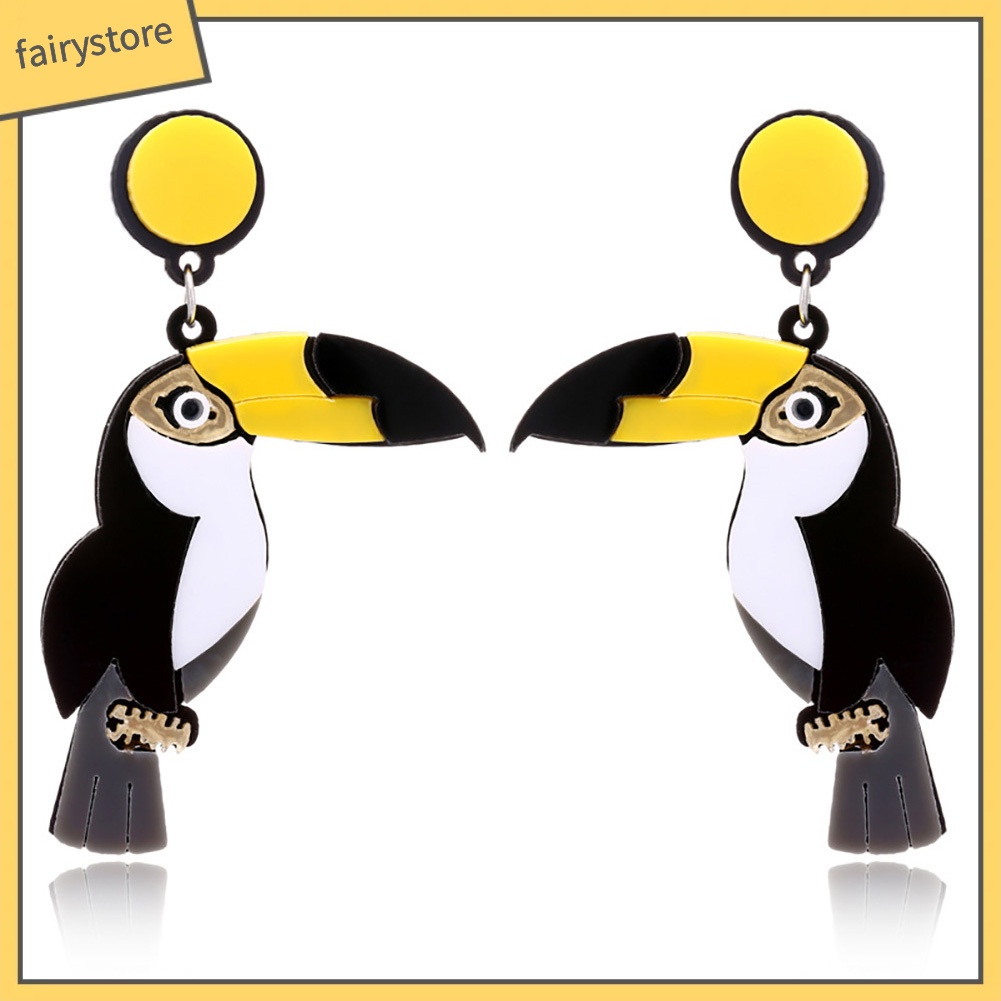 Bông Tai Dáng Dài Mặt Hình Chim Vẹt Nhiều Màu Sắc Thời Trang Cho Nữ