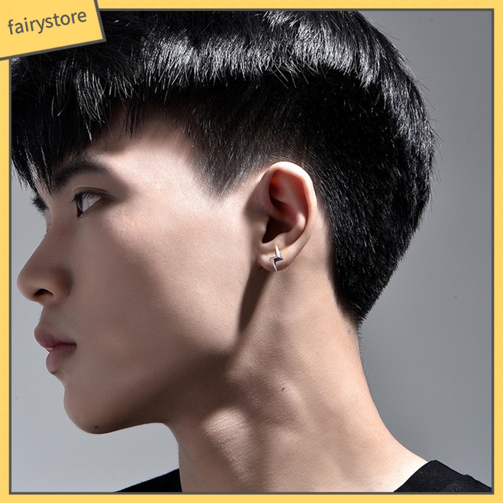 [FRO] 1 Đôi Bông Tai Nam Hình Học Ba Chiều Bằng Niken Cao Cấp Cá Tính