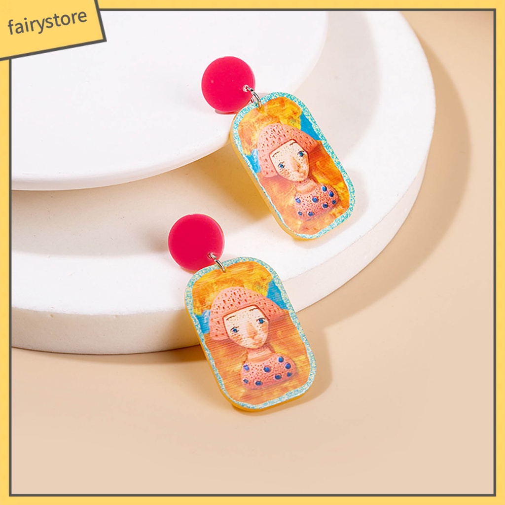 1 Đôi Bông Tai Acrylic Bóng Nhiều Màu Họa Tiết Hoa Ngôi Sao Hoạt Hình Thời Trang Cho Nữ