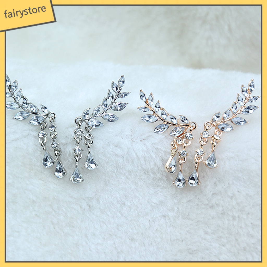 1 Đôi Bông Tai Hình Chiếc Lá Bằng Hợp Kim Lấp Lánh Dành Cho Nữ