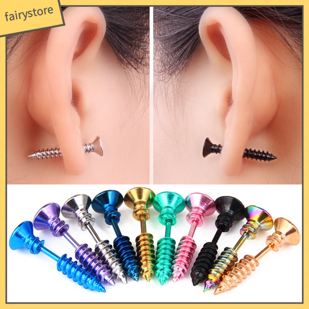 Bông Tai Hai Mặt Hình Ốc Vít Vui Nhộn Thời Trang