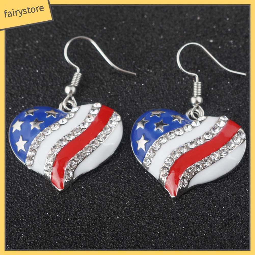 Bông Tai Hình Ngôi Sao / Trái Tim / Lá Cờ Mỹ Đính Đá Thời Trang Dành Cho Nữ