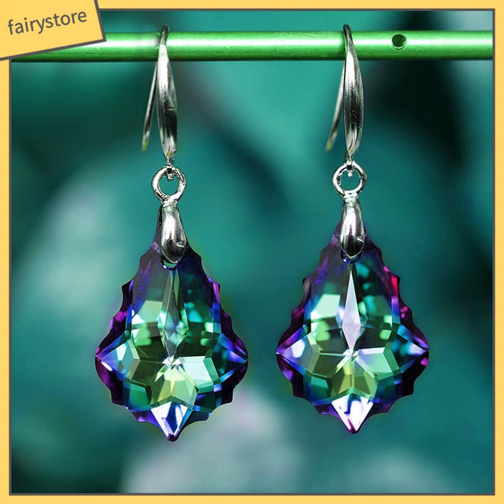 1 Đôi Bông Tai Móc Đính Pha Lê Giả Thoải Mái Chống Mòn Thời Trang Dự Tiệc Cho Nữ