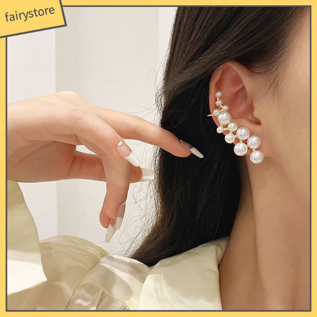 1 Đôi Bông Tai Dáng Dài Đính Ngọc Trai Nhân Tạo Thời Trang