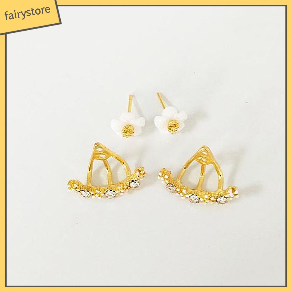 Bông Tai Hình Hoa Cúc Đính Đá Dễ Thương Dành Cho Nữ