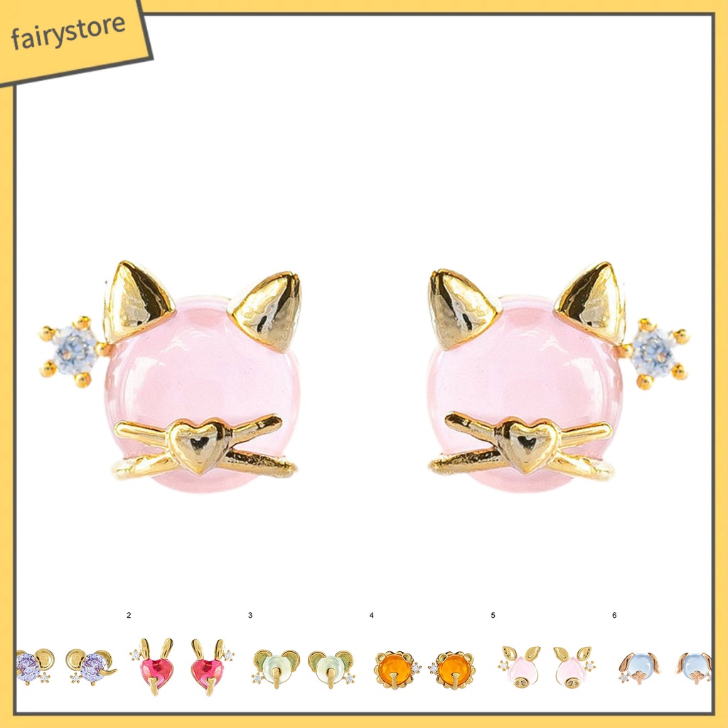 1 Đôi Bông Tai Hình Động Vật Đính Đá Zircon Thời Trang Dành Cho Nữ