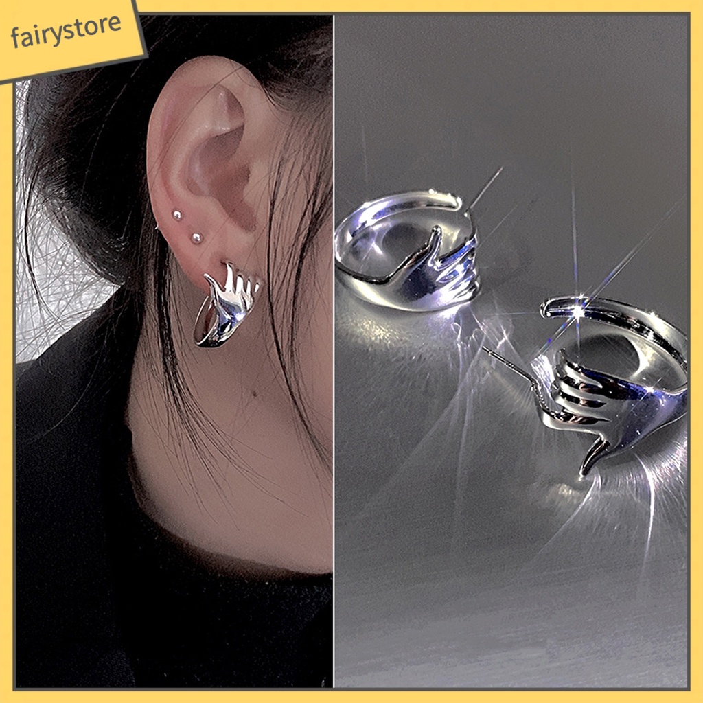 1 Bông Tai Hình Bàn Tay Mạ Điện Phong Cách Hip Hop Thời Trang Tiệc Cưới