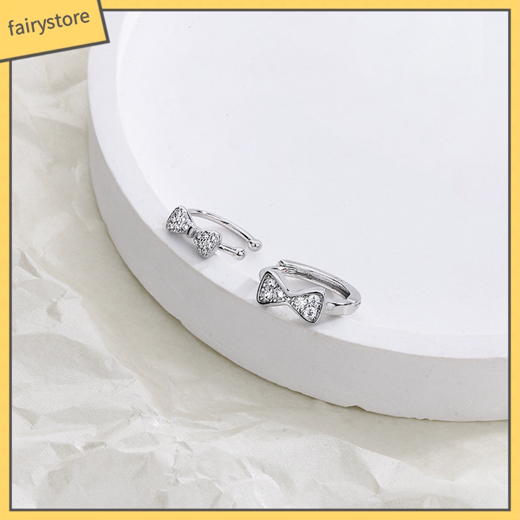 1 Khuyên Vành Tai Hình Nơ Đính Đá Lấp Lánh Phong Cách Pháp