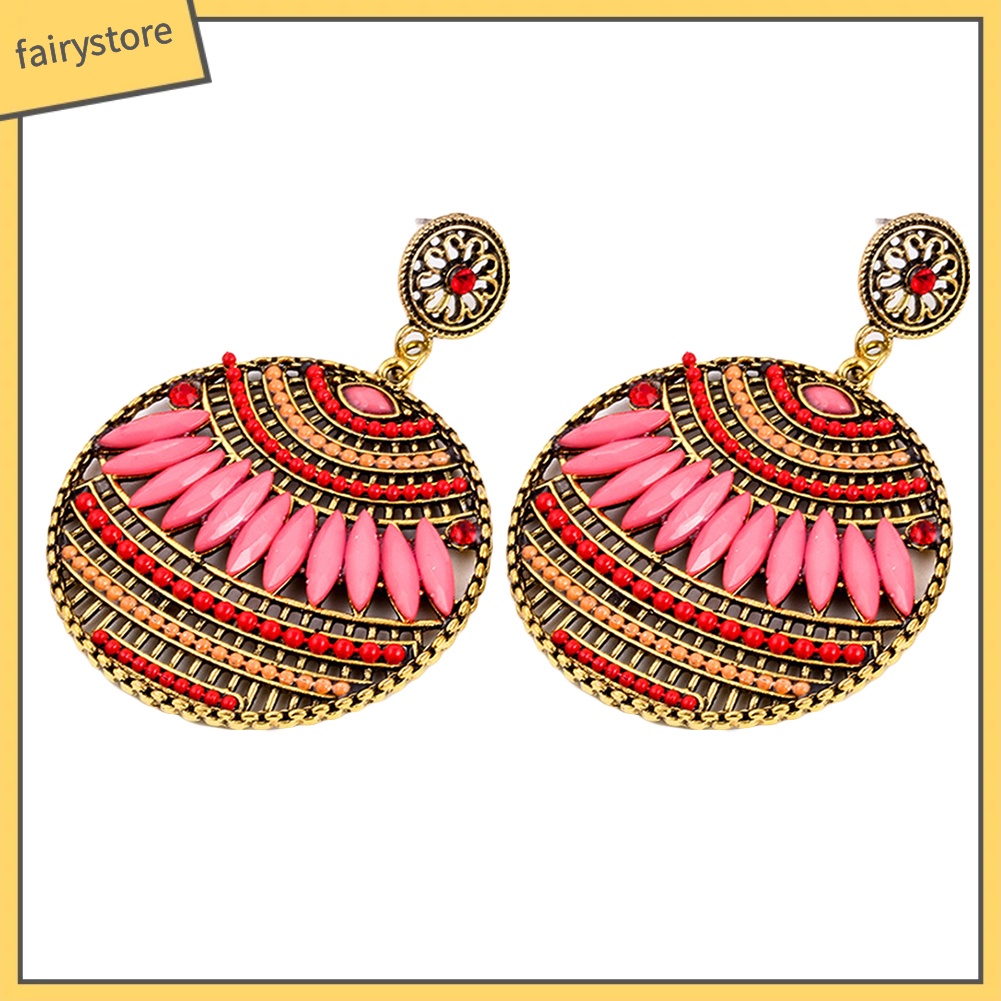 Đôi Khuyên Tai Dài Bản Tròn Kiều Boho Thời Trang Cho Nữ