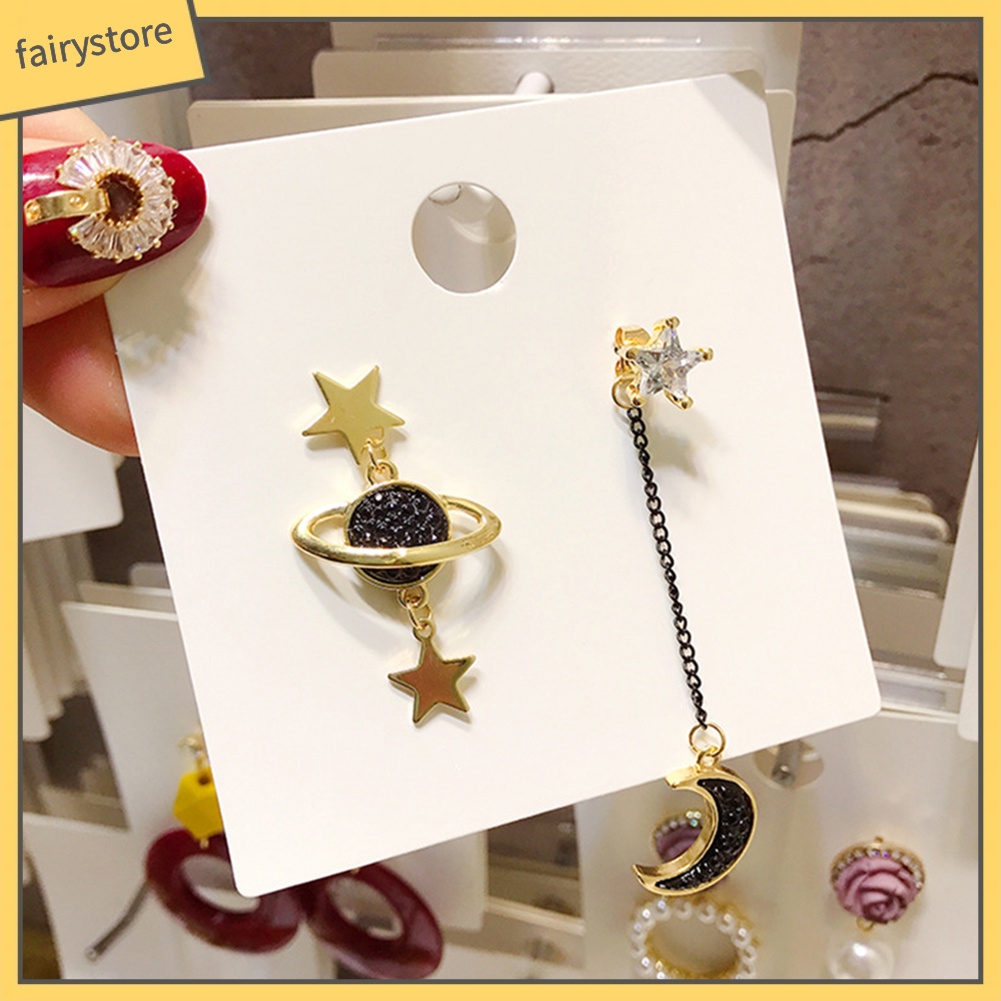 Bông Tai Dài Hình Mặt Trăng Và Ngôi Sao Bằng Hợp Kim Thời Trang Cho Nữ