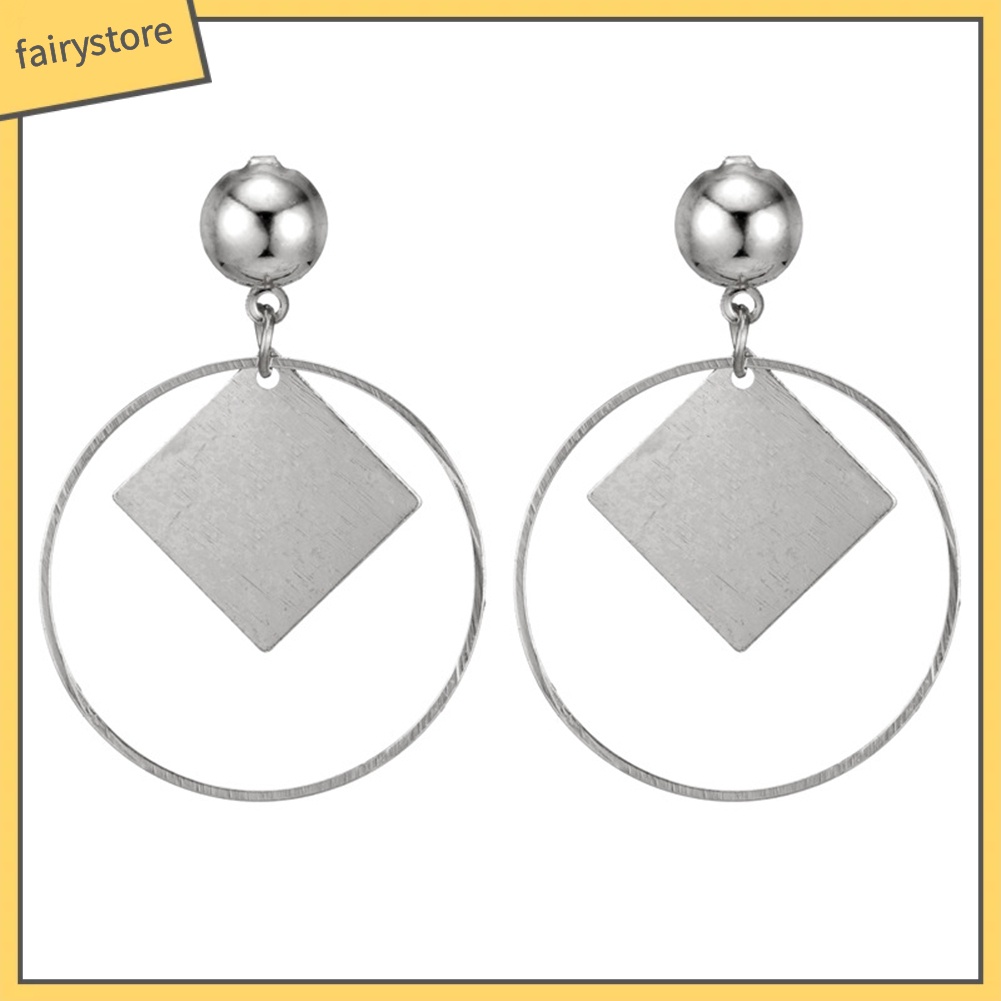 Bông Tai Hình Tròn / Vuông Thời Trang Dự Tiệc Cho Nữ